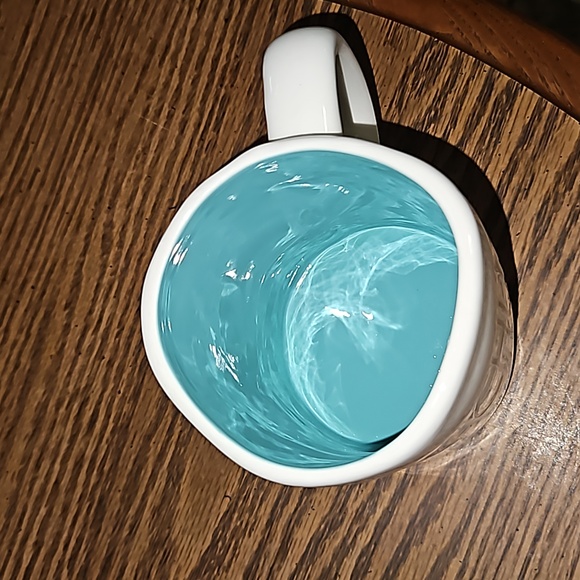 RAE DUNN "CHUG" Mug -White w/Teal Blue Interior-Artisan Collection Magenta - Picture 5 of 6